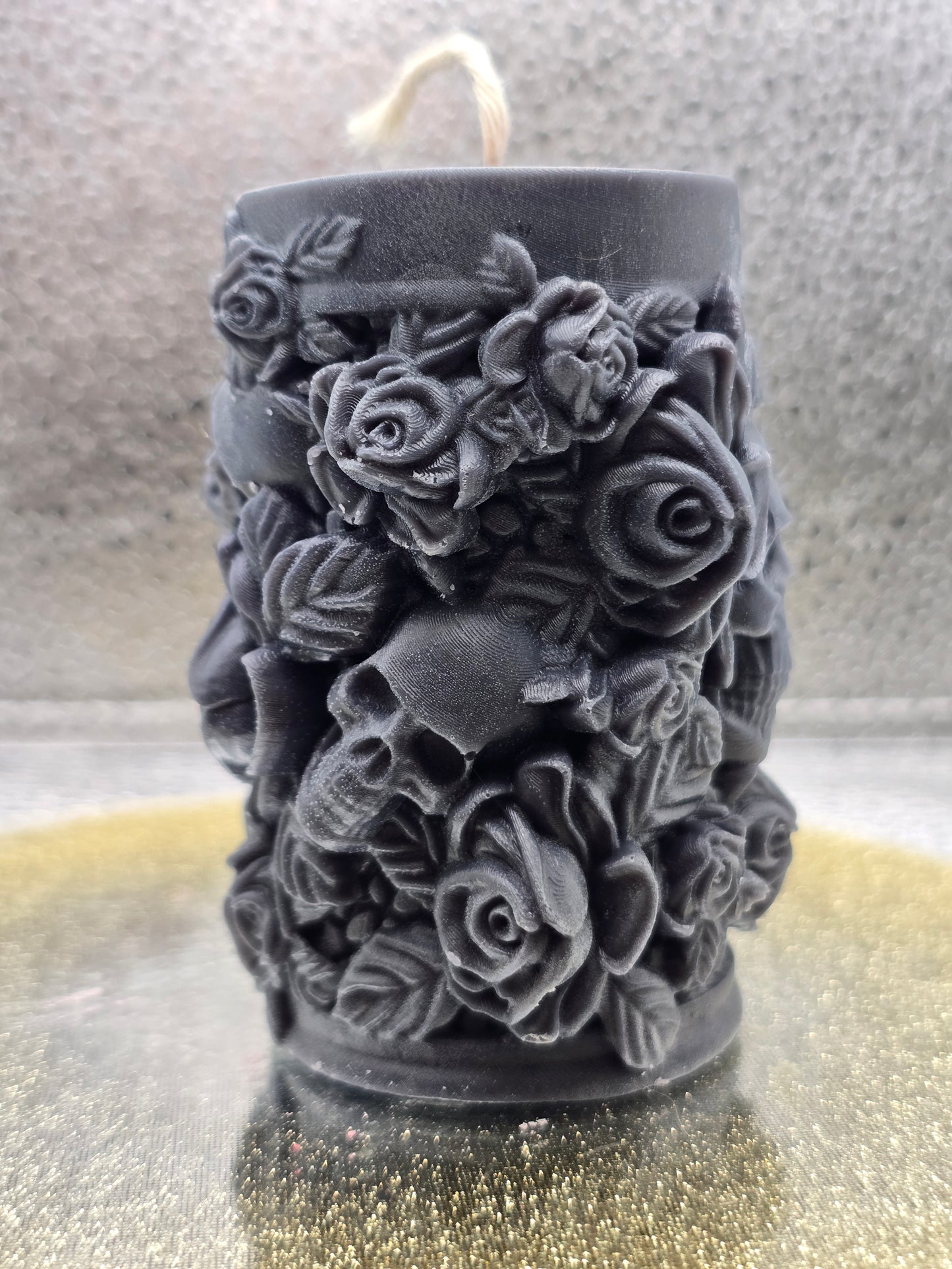 Skulls And Roses Pillar Candle