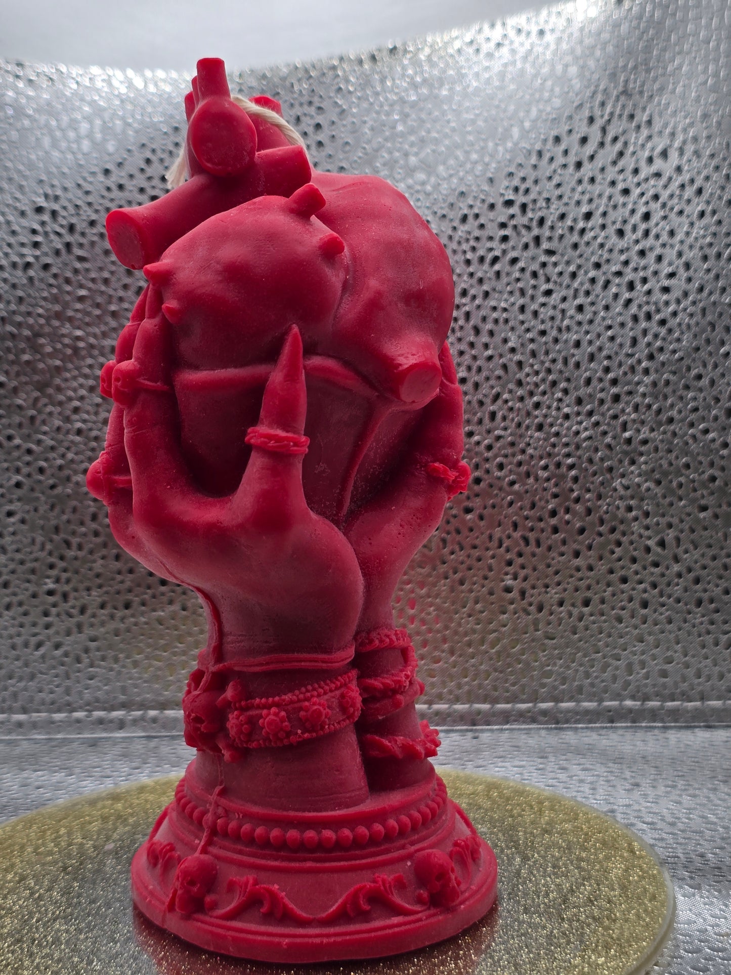 Witch Hands Holding Heart Candle