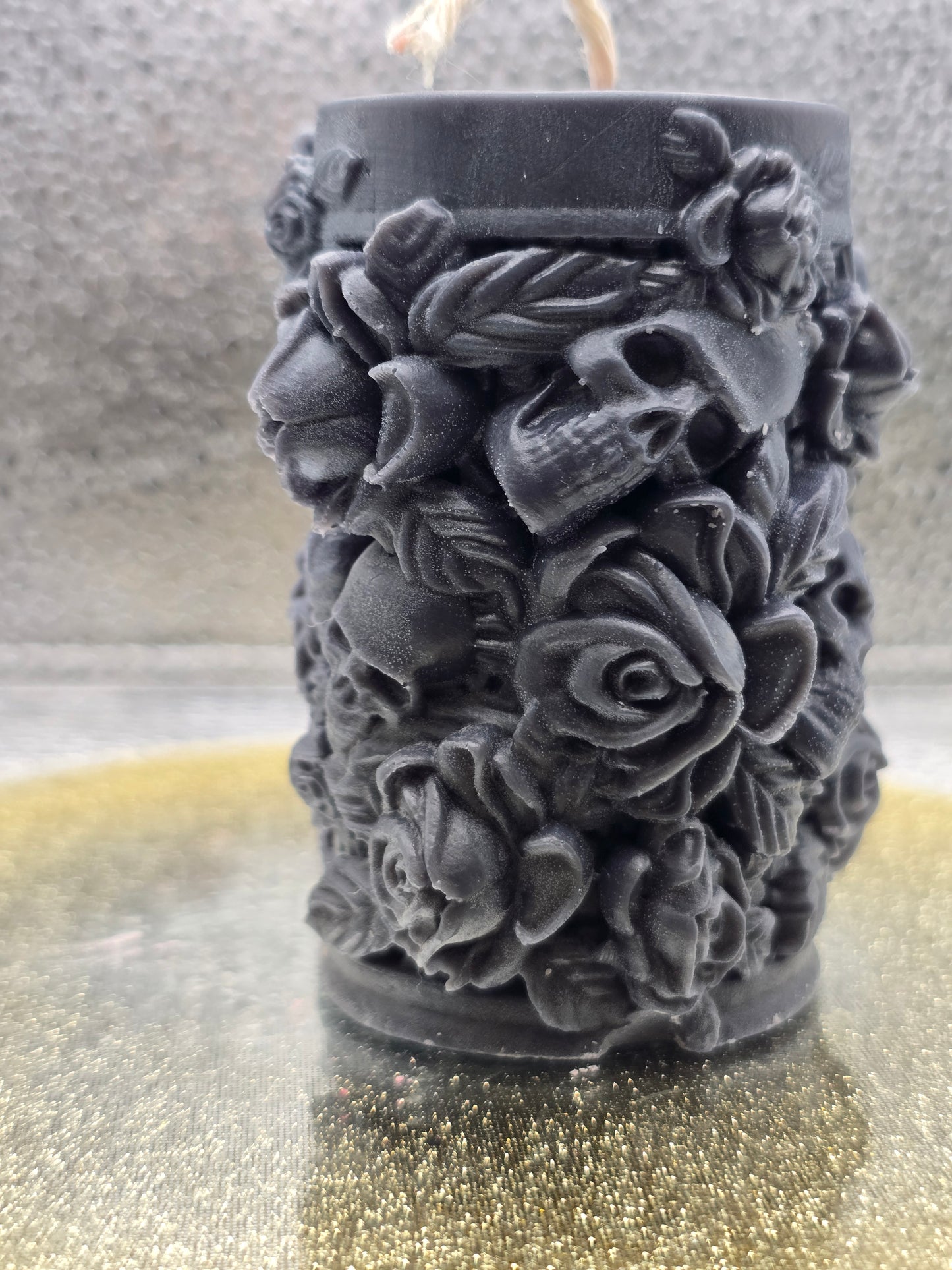 Skulls And Roses Pillar Candle