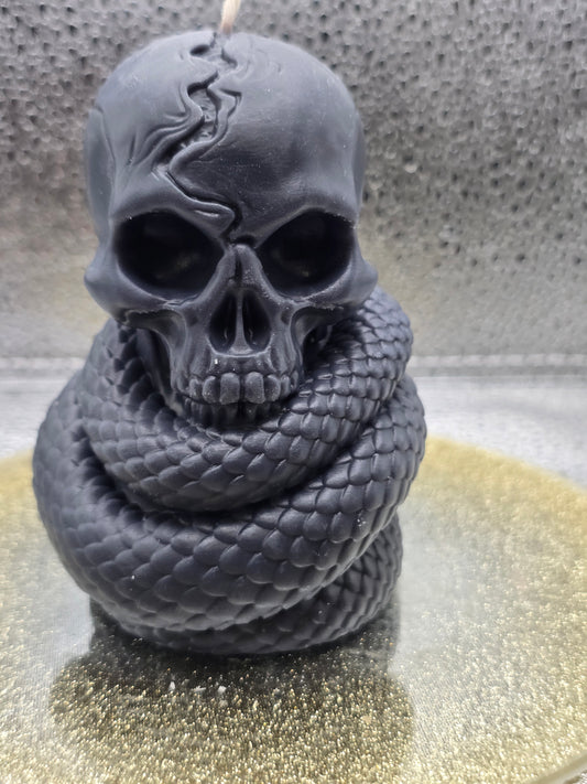 Skull Snake Around Neck Candle